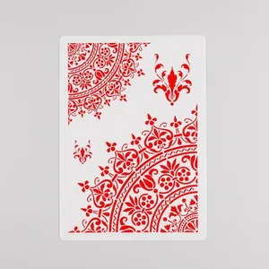 Red mandala lace DIY hollow painting stencil template for scrapbooking and drawing