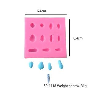 Gedetailleerd overzicht van 6,4 cm vierkante succulenten siliconen mal voor DIY was en gips