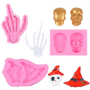 Halloween Series Skeleton Skull Witch Hat Silicone Mold DIY Chocolate Candy Cake Decoration Baking Tools Silicone Baking Mold