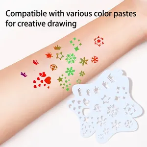 Hollow stencil for children's face and body painting with snowflake and heart patterns