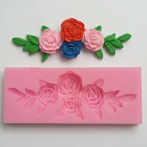 Moule en silicone liquide en forme de rose pour la décoration de gâteaux et chocolats