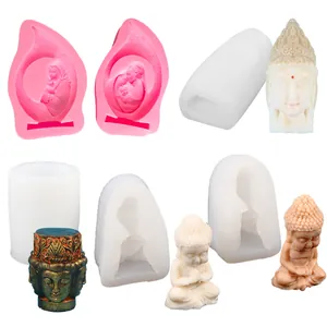 Moule en Silicone Tête de Bouddha Vierge Marie Pour Fabrication de Bougies Parfumées DIY Ornement en Plâtre 3D Outils d'Artisanat