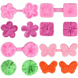 Petal Leaf Butterfly Fondant Silicone Veiner Mold 3D Double Sided Pressing Cake Dessert Decorative Baking Tool Mold