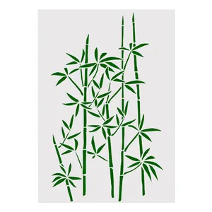 Pochoir de dessin motif bambou vert pour l'art DIY et les projets de scrapbooking