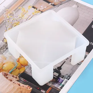 Detail view of a square translucent silicone mold for DIY resin storage box making