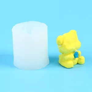 Detailed 3D bear silicone mold for DIY aromatherapy candles, soaps, and creative crafts