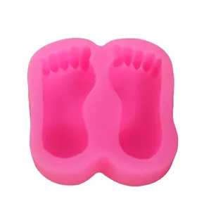 Pink baby feet silicone mold for fondant cake decoration and DIY chocolate making