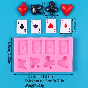 Detailansicht der Spielkarten Silikonform mit Maßen für DIY Fondant Tortendeko