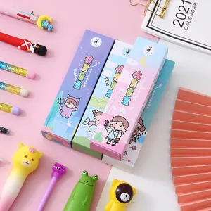 Creative stationery surprise blind box pens set with cute cartoon character illustrations for kids