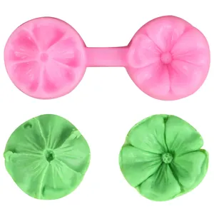 Pink silicone flower petal fondant mold with double-sided design for cake decorating