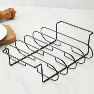 Stainless Steel Portable Rib Rack Multi-Slot BBQ Grill Holder For Steak Lamb Chop Outdoor Garden Cooking Accessories