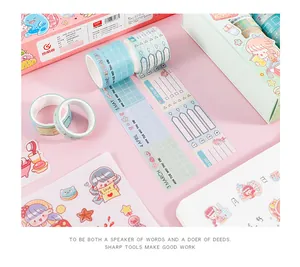 Creative cute cartoon girl washi tape and sticker set for DIY journal decoration