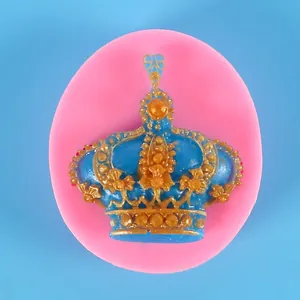Detail view of crown silicone mold for DIY baking and chocolate cake decoration.