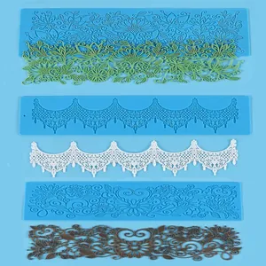 Lace Serie Silikonform DIY Schokolade Fondant Tortenrand Dekoration Backwerkzeug Floral Reliefmatte