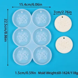Guida alle dimensioni del stampo in silicone a 6 cavità con rilievo floreale e specifiche