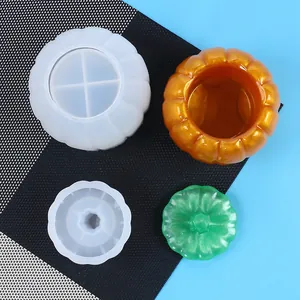 Set di due stampi in silicone a forma di zucca per scatole di gioielli fai da te e candelabri