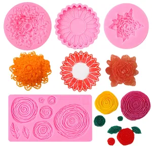 Sunflower and rose floral silicone molds for fondant cake decoration and DIY chocolate