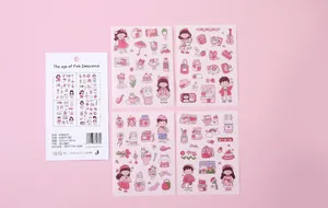 Lot de 4 feuilles d'autocollants washi fille rose pour scrapbooking et décoration DIY