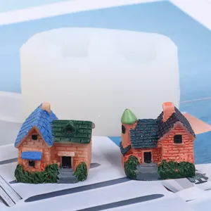 Stampo in silicone fai-da-te per ornamenti e candele a forma di casa stile europeo