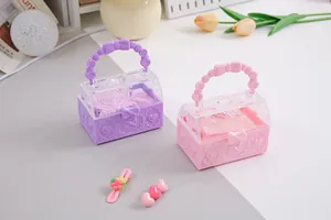 Kreative lila und rosa Schatzkisten-Aufbewahrungsboxen mit Spiegeln und Haaraccessoires
