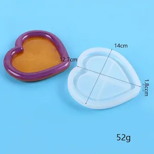 Heart-shaped storage tray silicone mold for DIY resin art with detailed dimensions