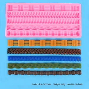 Silikonform mit Seil- und Zopfmustern für Fondant-Kuchendekorationen, pink