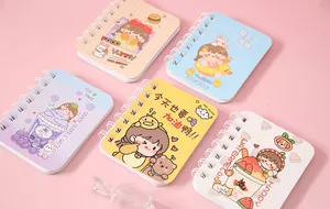 Cute cartoon spiral mini notebook for students, portable pocket notepad set