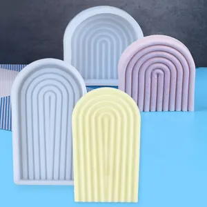Moule en Silicone Arche Arc-en-Ciel Géométrique Design Rayé Pour Bougies d'Aromathérapie Bricolage Décoration de Maison