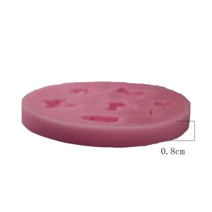 Detailed side view of pink baby themed liquid silicone mold with 0.8cm thickness dimension