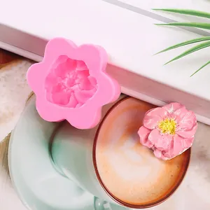 Close-up of pink 3D peony flower silicone mold showing fine petal details and craft