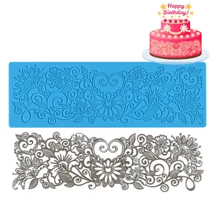 Detaillierte Blumen-Spitzen-Silikonform für DIY Schokolade Fondant Kuchendekoration