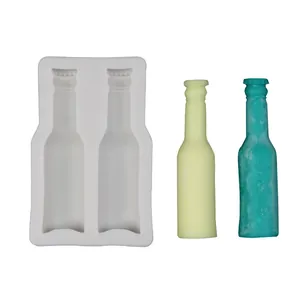 DIY 2-cavity beer bottle silicone mold for handmade fondant and chocolate cake decoration