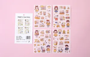 Vue détaillée de 4 planches d'autocollants cartoon avec d'adorables illustrations.