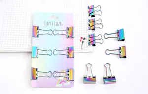 Regenbogenfarbene Metall-Binder-Clips-Set für Büro- und Schulunterlagenorganisation
