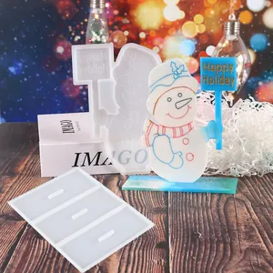 Complete DIY Christmas snowman silicone mold set for resin craft desktop ornaments