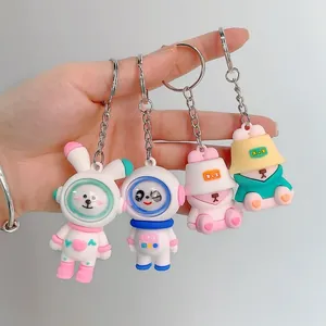 Cartoon Creatieve Hoodie Beer Sleutelhanger Trendy Siliconen Astronaut Panda Sleutelring Schattige Tas Hanger Cadeau