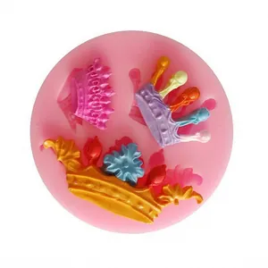 Professional pink circular silicone crown mold for fondant and chocolate cake DIY baking