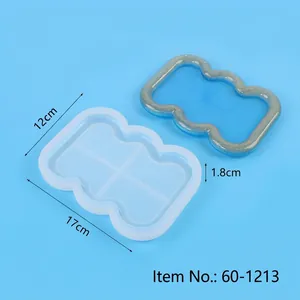 Detailed dimensions of cloud-shaped silicone tray mold with finished resin example