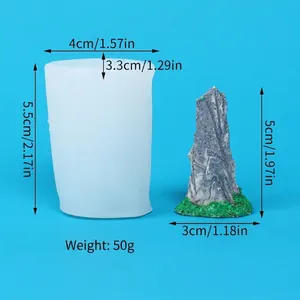 Detail view showing dimensions of mountain rock silicone mold for DIY candle making