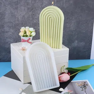 Moule en silicone en forme d'arche avec motif arc-en-ciel rayé pour bougies parfumées DIY