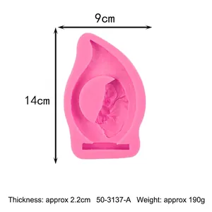 Détail du moule en silicone rose pour bougie Bouddha avec dimensions et poids pour le DIY