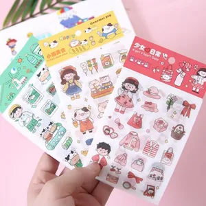 Autocollants de Scrapbooking en Papier Washi Fille de Dessin Animé Kawaii Vie Quotidienne DIY Étiquette Décorative pour Papeterie Enfants