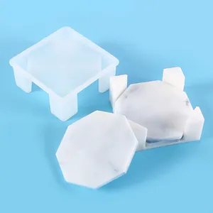 Handmade DIY silicone resin mold set for octagon coasters and storage holder box