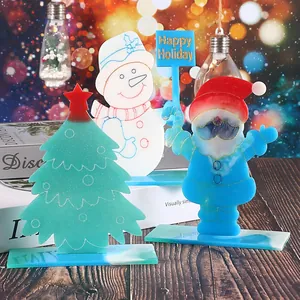 Set of Christmas 3D resin ornaments including Santa, snowman, and tree decorations