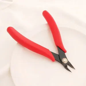Close-up of red jewelry diagonal cutters for DIY beading and wire wrapping