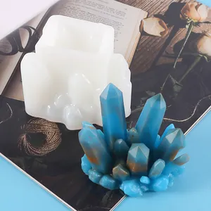 Detail view of crystal cluster silicone mold for DIY resin mountain rock ornaments