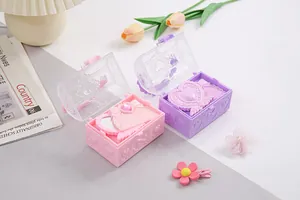 Süße rosa und lila Schatzkiste Aufbewahrung mit herzförmigem Spiegel und Kammset