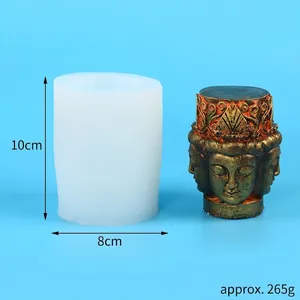 Moule en silicone pour bougies tête de Bouddha pour déco intérieure et artisanat