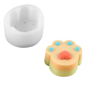 Molde de silicona huella de gato DIY detallado para velas, jabones y tartas mousse