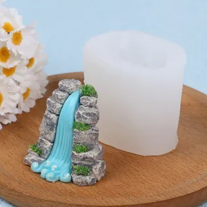 Miniature waterfall rockery silicone mold for DIY candle and resin craft making